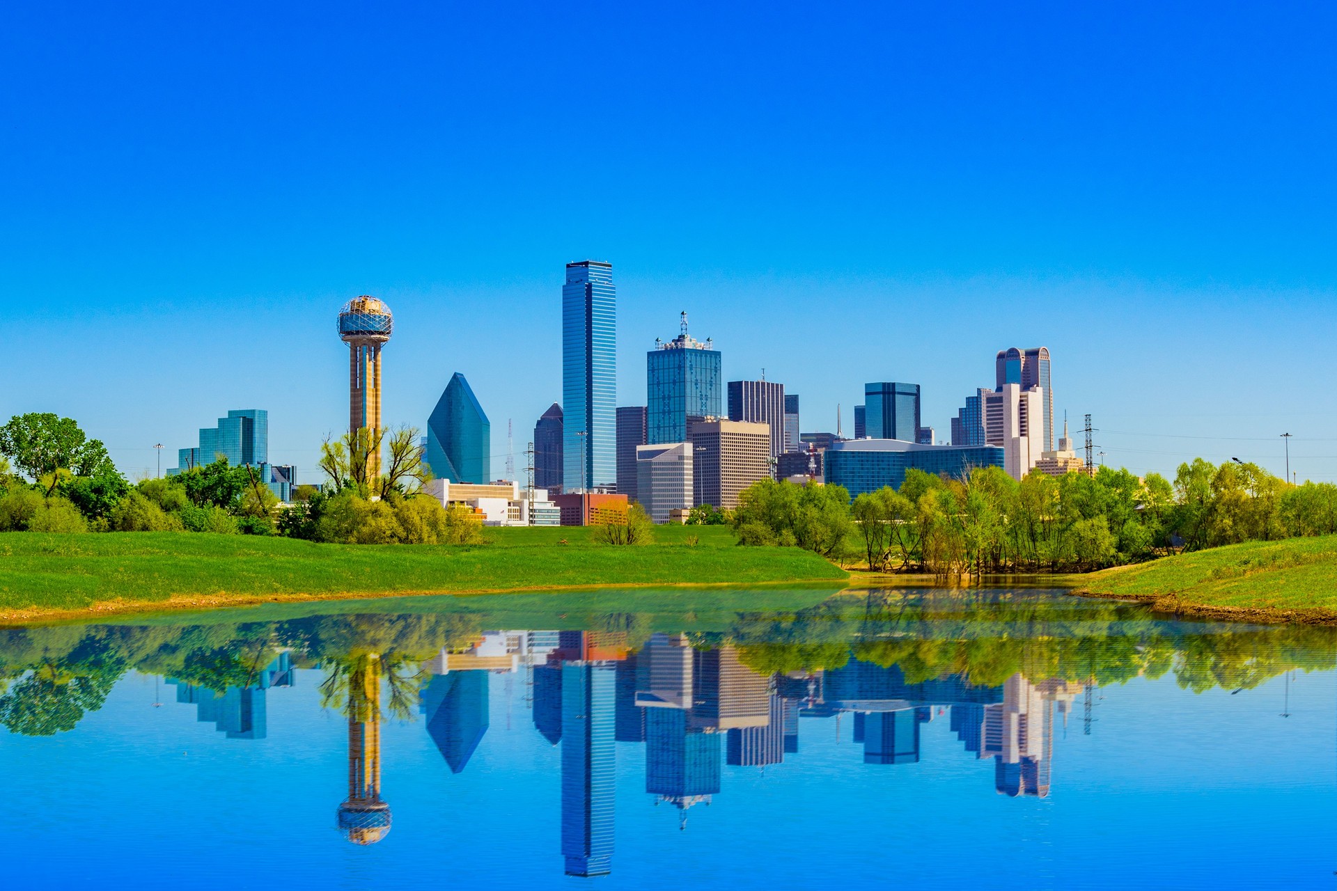 Springtime Dallas skyline, Texas